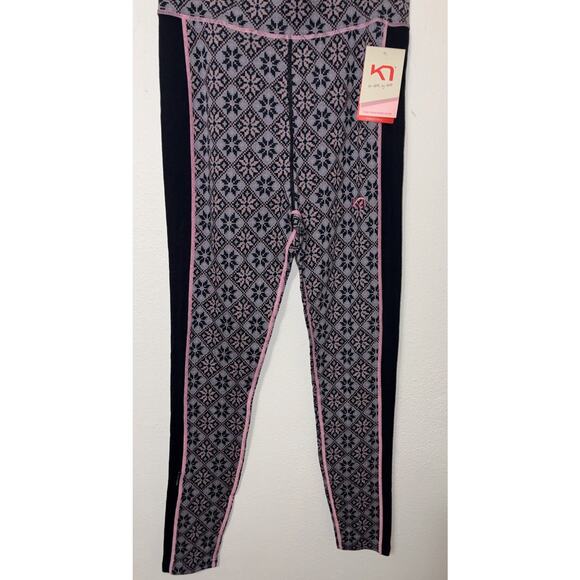 Kari Traa Leggings XL Rise High Waist Roy New Pink Blue Base Layer Knit - Picture 2 of 9